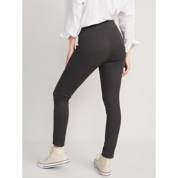 Old Navy Women's EUC Gray High Waisted Skinny Pull-on Pixie Pants sz L Ankle Zip - Picture 2 of 7